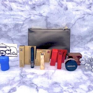 Hourglass Beauty Gift Set-Cosmetic Bag,Setting Powder,2 Lipstick,Mascara-5pc-NEW